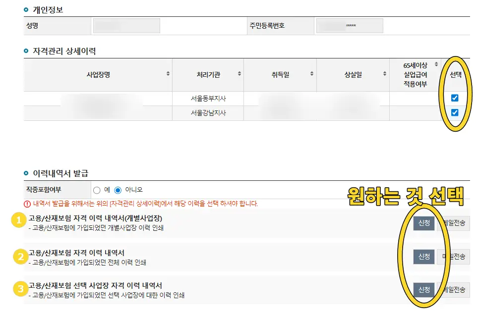 고용보험가입이력내역서