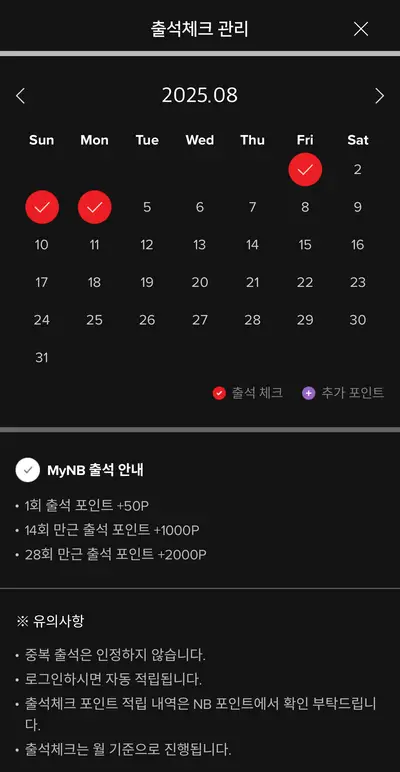 뉴발란스-출석체크