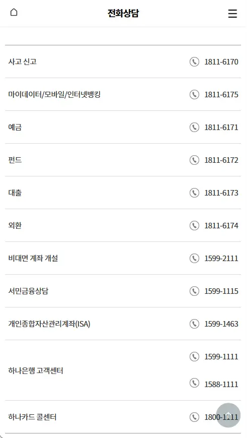 하나은행콜센터전화번호